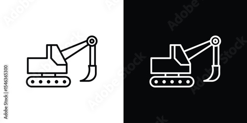 Excavator icon in black. flat graphic vector icon