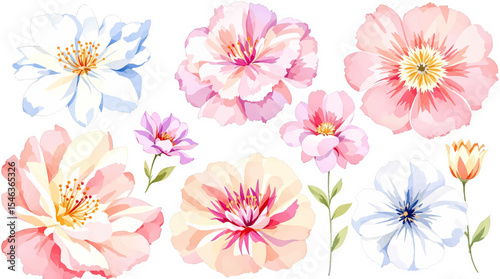 pink and white flowers watrecolor