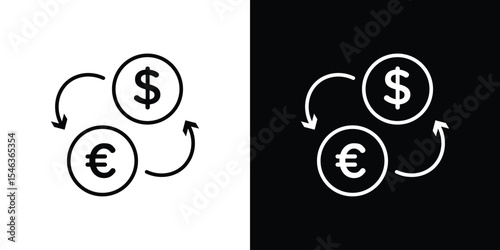 Exchange rate icon in black. flat graphic vector icon