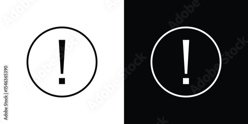 Exclamation button icon in black. flat graphic vector icon