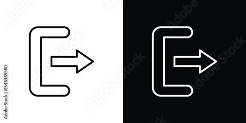 Exit icon in black. flat graphic vector icon