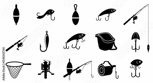 Fishing Equipment Icons Collection of Fishing Elements Design