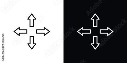 Expand arrows icon in black. flat graphic vector icon