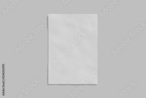 crumpled and creased paper or poster texture isolated on gray background