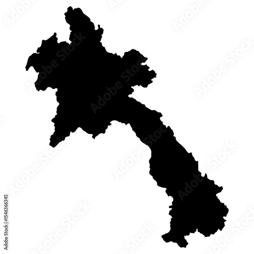 Laos Map Vector In Black Color