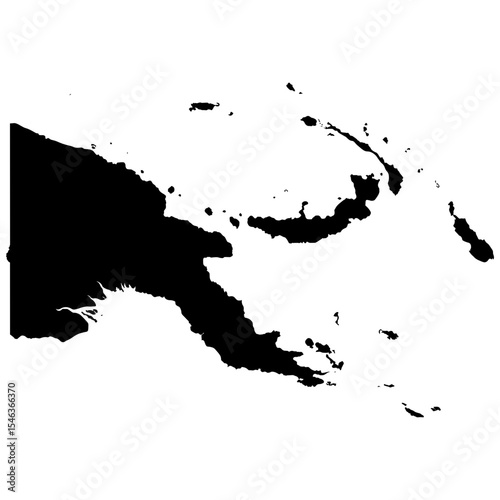 Papua New Guinea Map Vector In Black