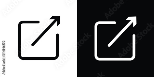 External link icon in black. flat graphic vector icon