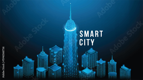 Futuristic Smart City Digital Illustration of a Modern Metropolis