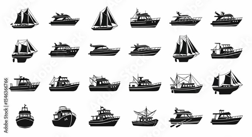 Collection of Diverse Boat Illustrations for Nautical and Maritime Projects