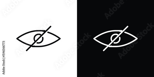 Eye crossed icon in black. flat graphic vector icon