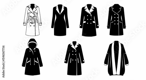 Elegant Collection of Coat Vector Illustrations for Fashion and Design