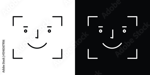 Face id icon in black. flat graphic vector icon