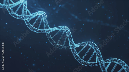 Glowing Blue DNA Double Helix Digital Illustration