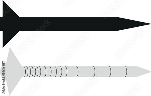 Vector illustration of a military missile or rocket, isolated on a white background.