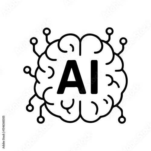 AI brain vector illustration depicting artificial intelligence, neural networks, and digital innovation. Perfect for tech, future, and education themes. Ideal for SEO, trending