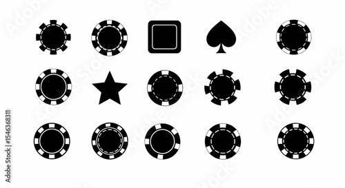 Casino Chips and Playing Card Suits Black And White Style