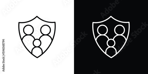 Family insurance icon in black. flat graphic vector icon