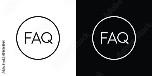 FAQ icon in black. flat graphic vector icon
