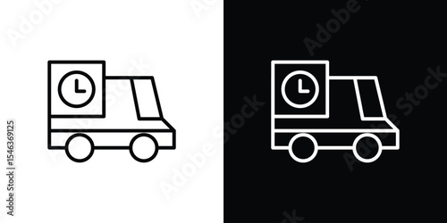 Fast delivery truck icon in black. flat graphic vector icon