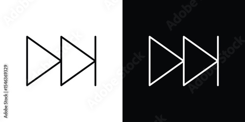 Fast forward icon in black. flat graphic vector icon