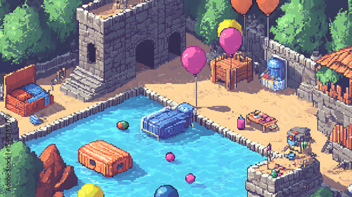 Pixel Art Water Balloon Battle Fill Stati