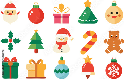 Cute christmas icons set festive holiday illustrations
