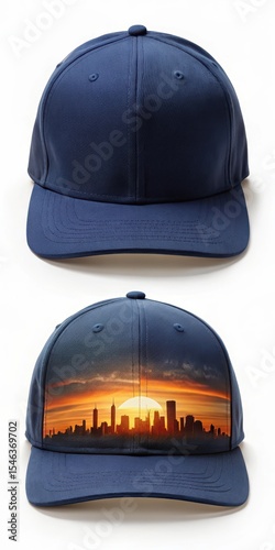 Dark blue baseball cap with front and back cut out