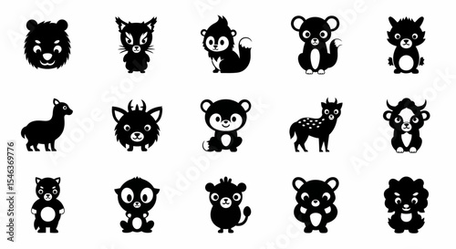 Silhouette Collection of Cute Animal Characters for Kids Design