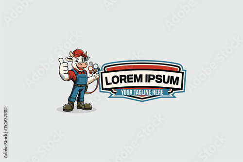 Cow holding refrigeration gauges Mascot cartoon character vector template