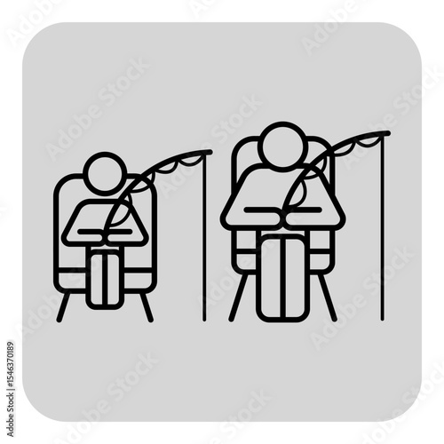 Family sitting in comfortable chairs, fishing in tranquil setting. People engaged in peaceful outdoor activity, enjoying natures calm