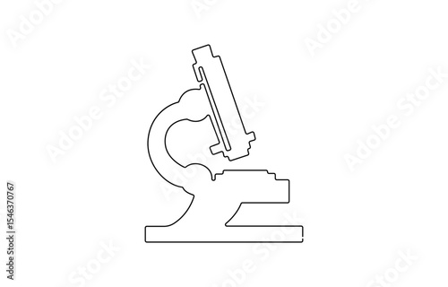 Microscope labs in continuous one line drawing. Single line art illustration of laboratory equipment. Editable vector, Microscope in single line draw illustration. 