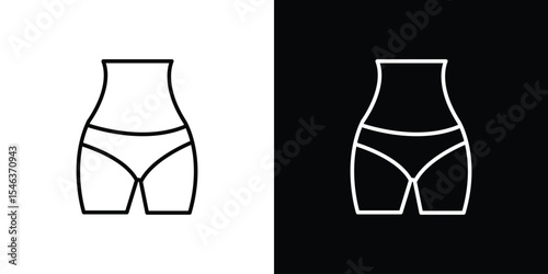 Female hips and waist icon in black. flat graphic vector icon
