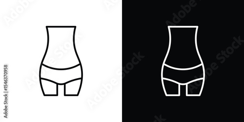 Female hips and waist icon in black. flat graphic vector icon