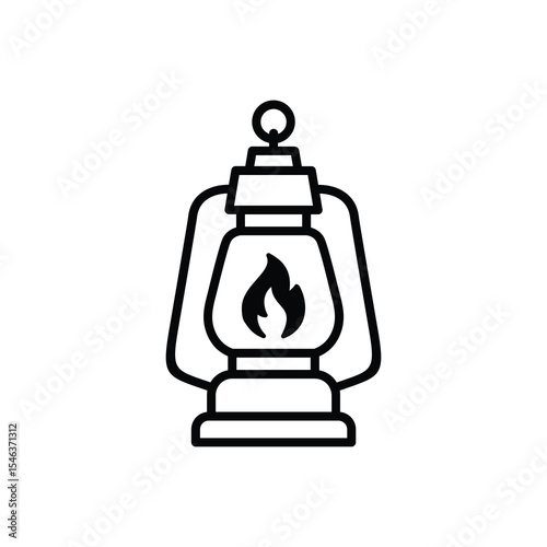 Vintage Lantern Icon, Classic Camping Lamp Illustration, Outdoor Lighting Symbol