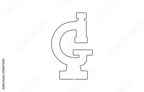 Microscope labs in continuous one line drawing. Single line art illustration of laboratory equipment. Editable vector, Microscope in single line draw illustration. 