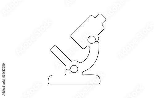 Microscope labs in continuous one line drawing. Single line art illustration of laboratory equipment. Editable vector, Microscope in single line draw illustration. 