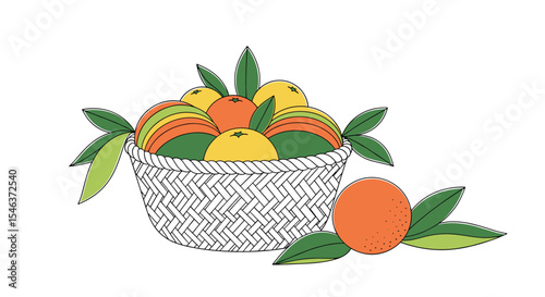A Beautiful Basket of Fresh Oranges Awaiting to Be Enjoyed With Excitement