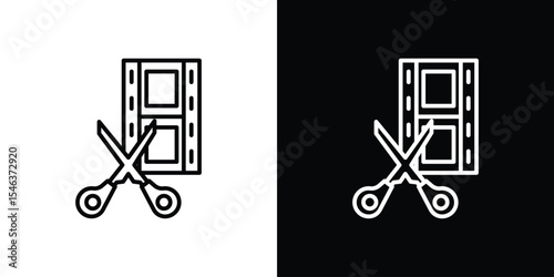 Film editing icon in black. flat graphic vector icon