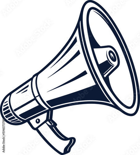 Minimalist Megaphone Icon on White Background