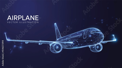 Futuristic Airplane Sleek Digital Vector Illustration