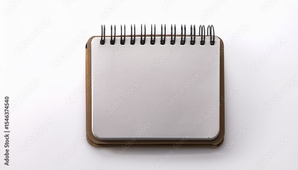 small notepad page with spiral on top on white background