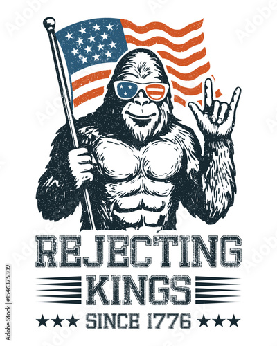 Rejecting Kings, Vintage American Flag Fist Graphic with Rejecting Kings T-Shirt