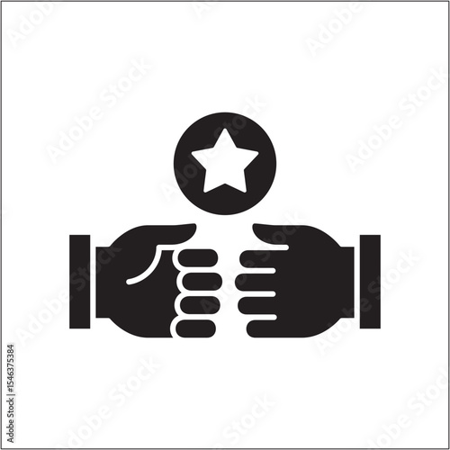 Hand toss with star icon. Teamwork success icon. Cooperation symbol. Icon symbol of solidarity, partnership, friendship, agreement. Vector illustration