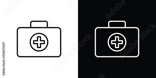 First aid box icon in black. flat graphic vector icon