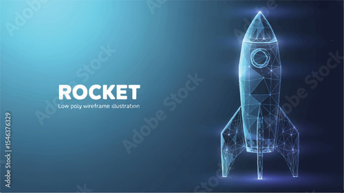 Sleek Rocket Launch Low Poly Vector Illustration