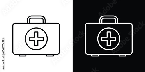 First aid kit icon in black. flat graphic vector icon