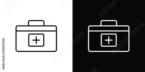 First aid kit icon in black. flat graphic vector icon