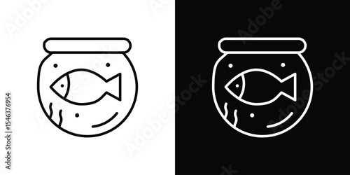 Fish bowl icon in black. flat graphic vector icon