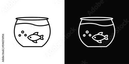 Fish bowl icon in black. flat graphic vector icon