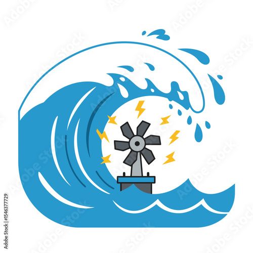 Water turbine generating energy from a wave